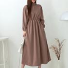 Mock-neck Zipped Long Dress