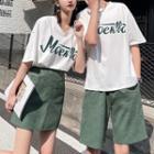 Couple Matching Lettering T-shirt / Shorts / Mini A-line Skirt