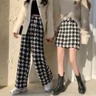 Houndstooth Wide-leg Pants / Mini A-line Skirt