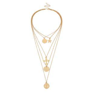 Alloy Coin Pendant Choker Necklace 2112 - Gold - One Size