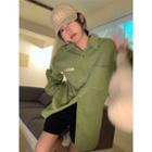 Long-sleeve Corduroy Shirt Green - One Size