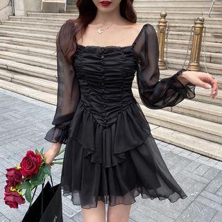 Vest / Long Sleeve Mesh Panel Dress