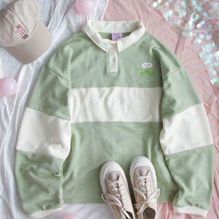 Worm Print Polo Sweatshirt