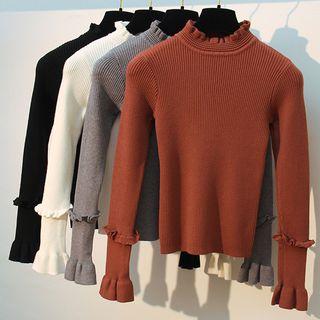 Mock Neck Frill-trim Sweater