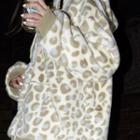 Leopard Print Furry Zip Hoodie