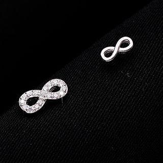 Asymmetrical Infinity Symbol Ear Stud 1 Pair - Silver - One Size