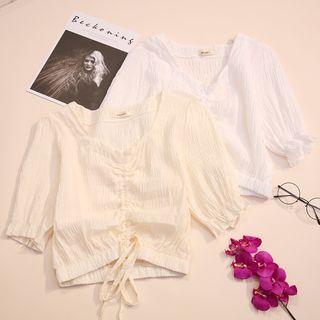 Elbow-sleeve Draped Top