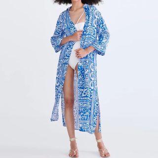 Long Sleeve Patterned Light Long Jacket