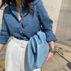 Patch-pocket Linen Blend Shirt Blue - One Size