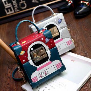 Astronaut Print Chain Strap Crossbody Bag