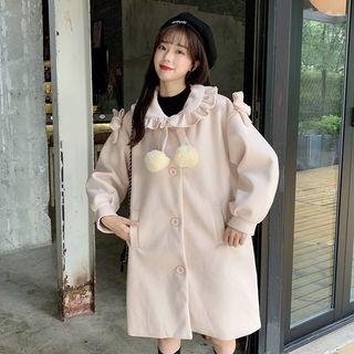 Peter Pan Collar Pom Pom Single-breasted Coat