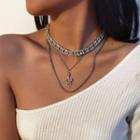 Set Of 3: Snake Pendant Chain Necklace 753 - Silver - One Size