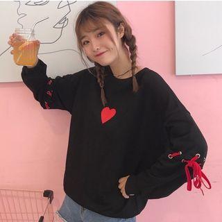 Lace Up Heart Long-sleeve Sweatshirt