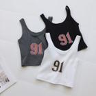U-neck Lettering Printed Cropped Camisole Top