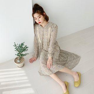 Peter Pan-collar Long Floral Dress