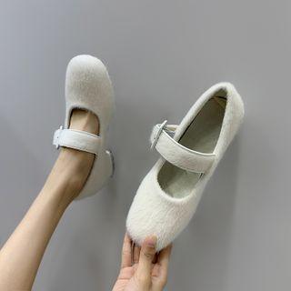 Chunky Heel Furry Mary Jane Sandals