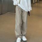 High-waist Plain Shift Wide-leg Jeans