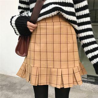 Ruffle Check A-line Skirt