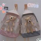 Bear Applique Two-tone Backpack