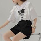 Short-sleeve Ruffle Lettering T-shirt