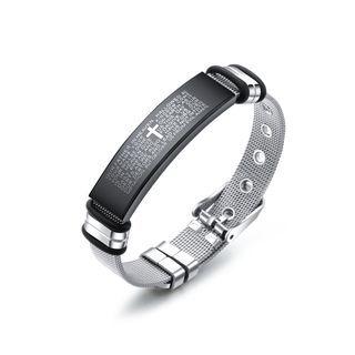 Fashion Simple Scripture Cross Mesh 316l Stainless Steel Bracelet Silver - One Size