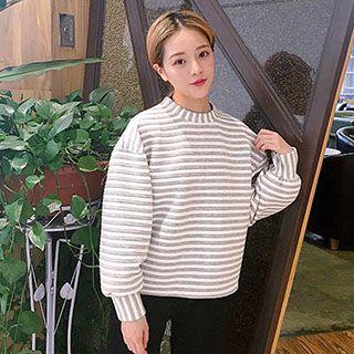 Stripe Mock-neck Sweatshirt