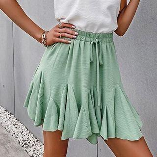 Ruffled Lace-up A-line Skirt