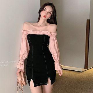 Off-shoulder Tie-cuff Mini Dress