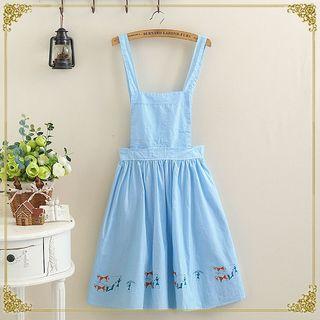 Printed Striped Pinafore Dress