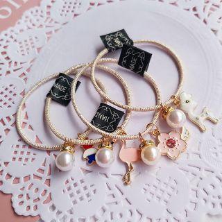 Faux Pearl Metal Charm Hair Tie