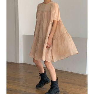 Puff Short-sleeve Oversize Mini Dress As Shown In Figure - One Size