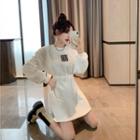 Long-sleeve Letter Embroidered Mini Dress