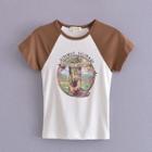 Short-sleeve Boot Print Raglan T-shirt