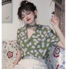 Short-sleeve Floral Print Shirt / Wide-leg Shorts
