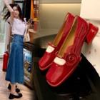 Flower Block Heel Mary Jane Shoes