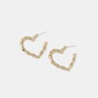 Bamboo Open Heart Earrings 1 Pair - Gold - One Size