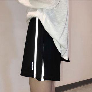 High-waist Striped Sweat Shorts