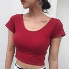 Cropped Scoop-neck Short-sleeve T-shirt