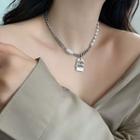 Letter Faux Pearl Pendant Chain Choker As Shown In Figure - One Size