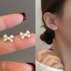 Bow Faux Pearl Glaze Alloy Earring