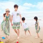 Family Matching Pocketed Short-sleeve T-shirt / Shorts / Strappy Dress / Set