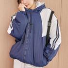 Color Block Hooded Zip-up Sports Jacket