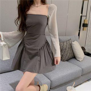Detachable Sleeves Mini A-line Dress