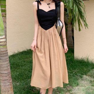 Spaghetti-strap Square-neck A-line Dress