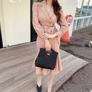 Double-breasted Tie-waist Midi Mermaid Dress