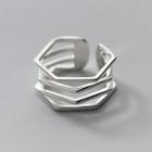 Geometric Layered Sterling Silver Open Ring S925 Silver - Silver - One Size