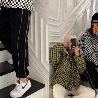 Stitch-trim Fleece Jogger Pants Black - One Size