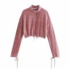 Long-sleeve Half-zip Drawstring Top
