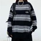 Striped Number Embroidered Sweater