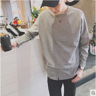 Gingham Panel Sweatshirt
